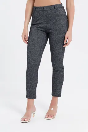 Women Grey Plain Trousers