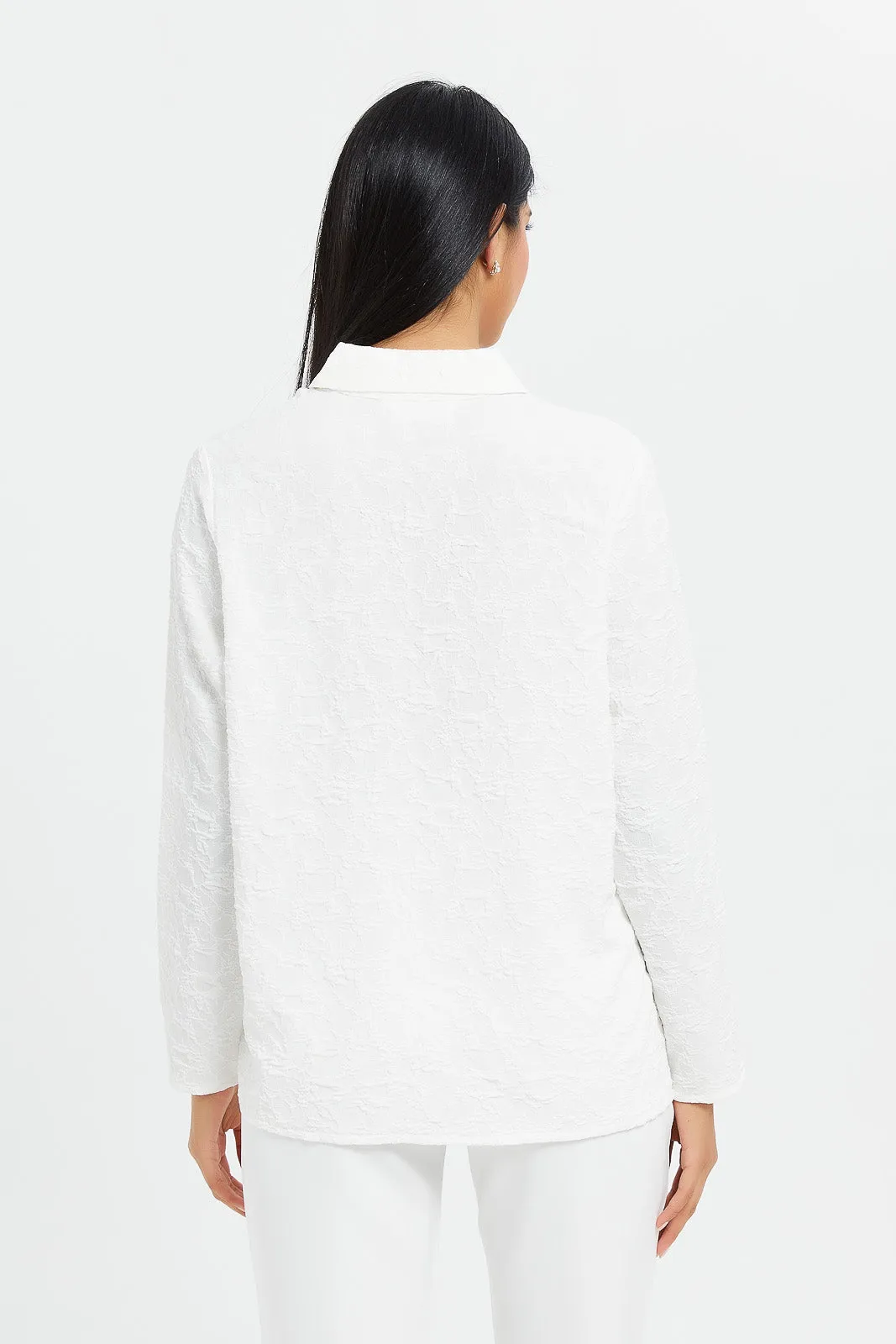 Women Ivory Textured Jacquard Shirt