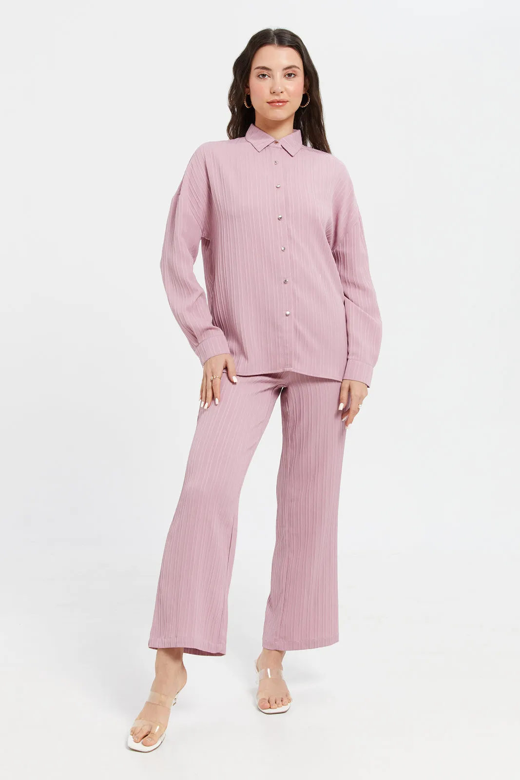 Women Lilac Textured Shirt