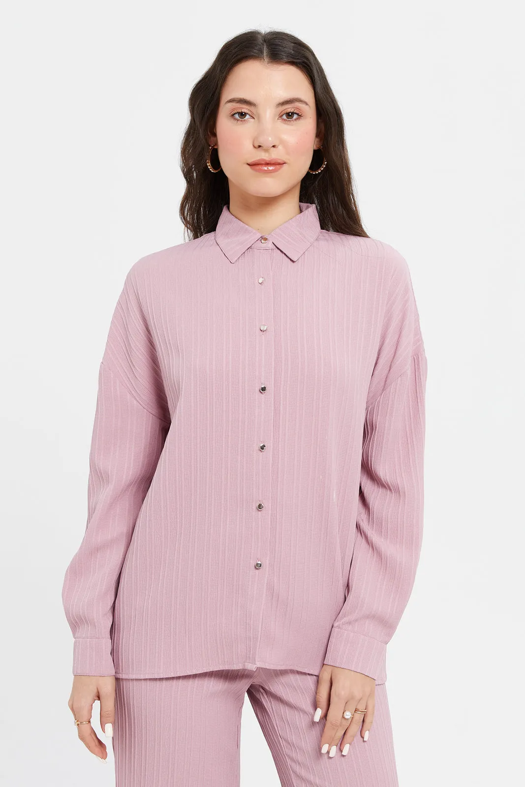 Women Lilac Textured Shirt