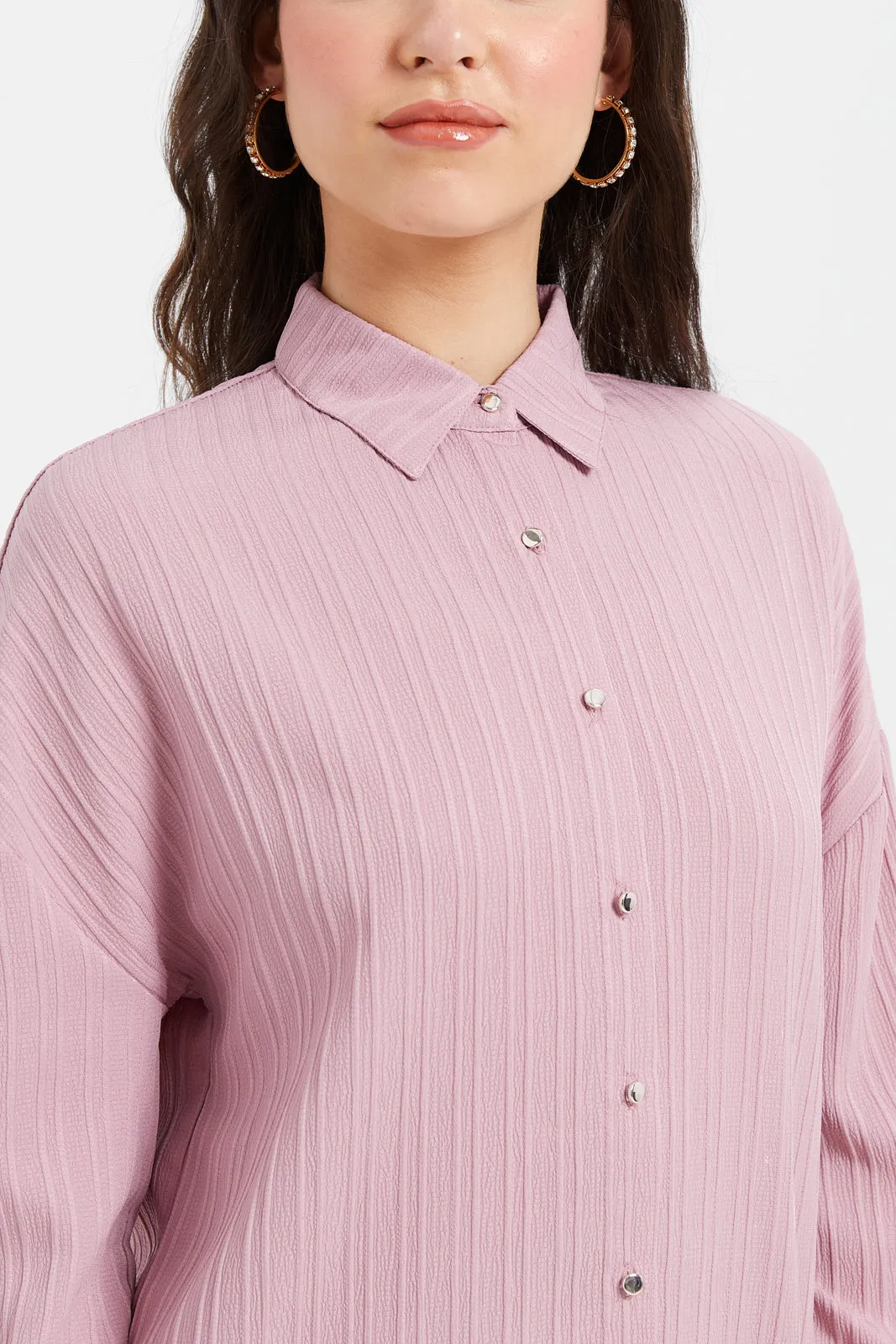 Women Lilac Textured Shirt