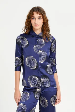 Women Navy Printed Blouse