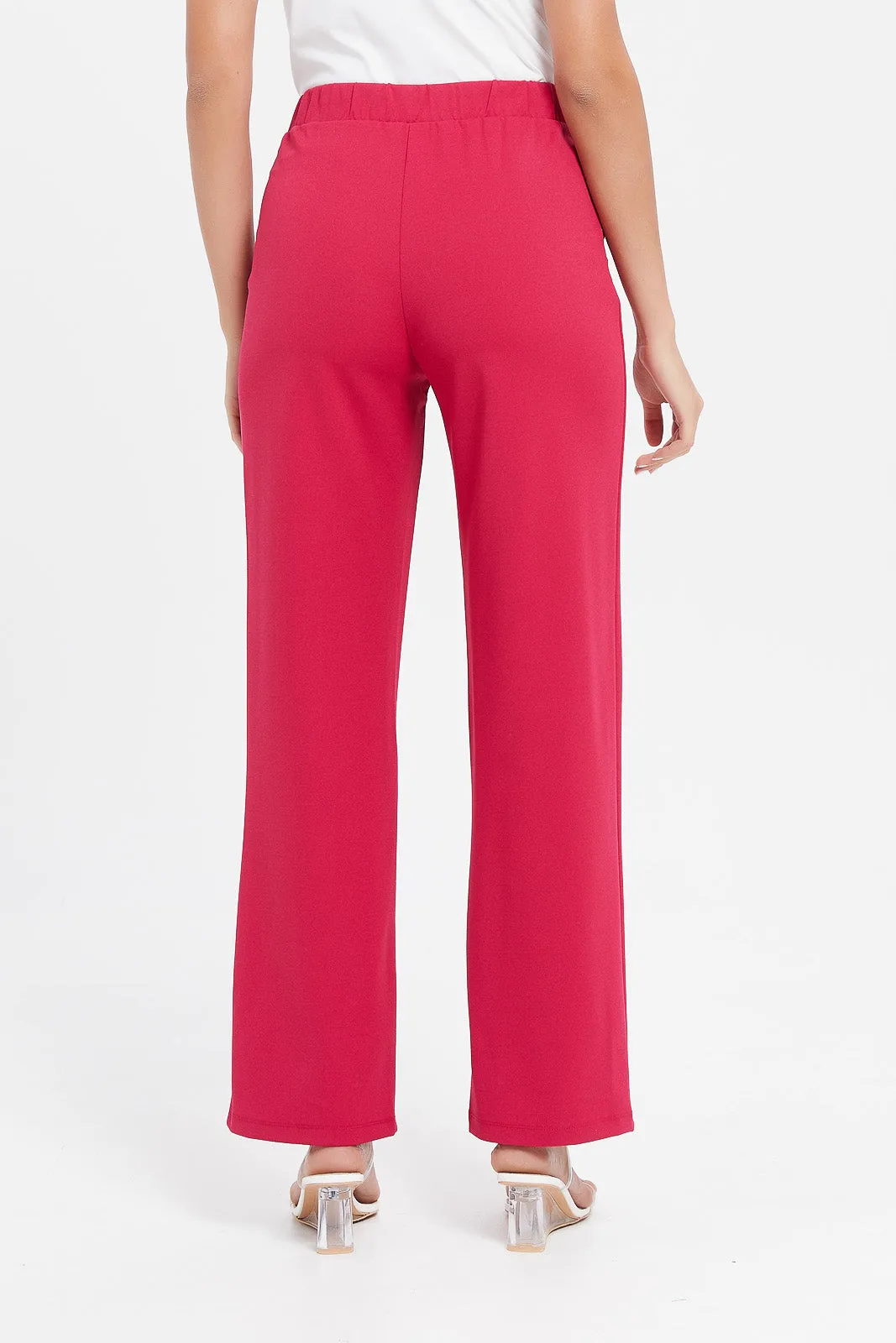 Women Pink Wide Leg Trousers