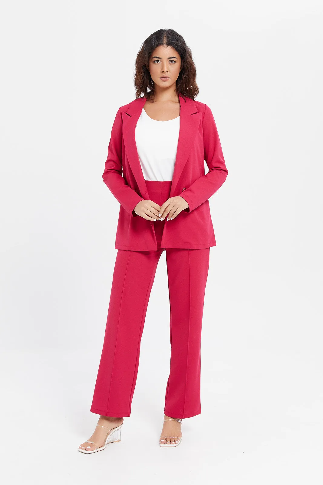 Women Pink Wide Leg Trousers