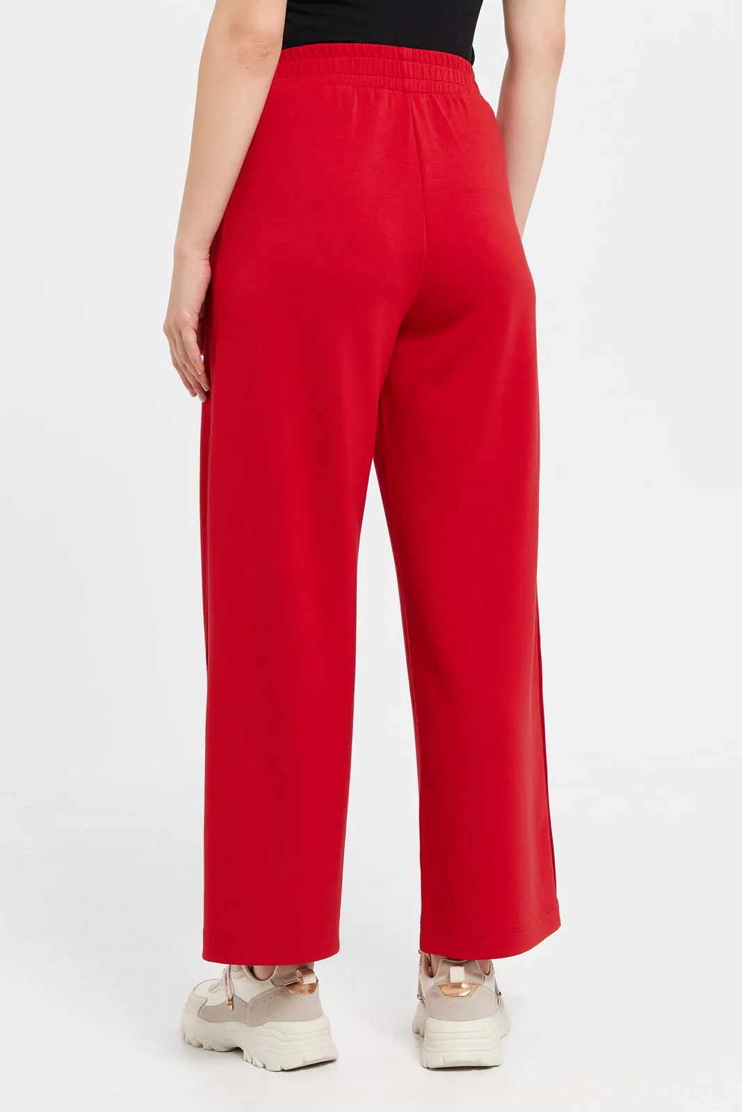 Women Red Wide Leg Trousers