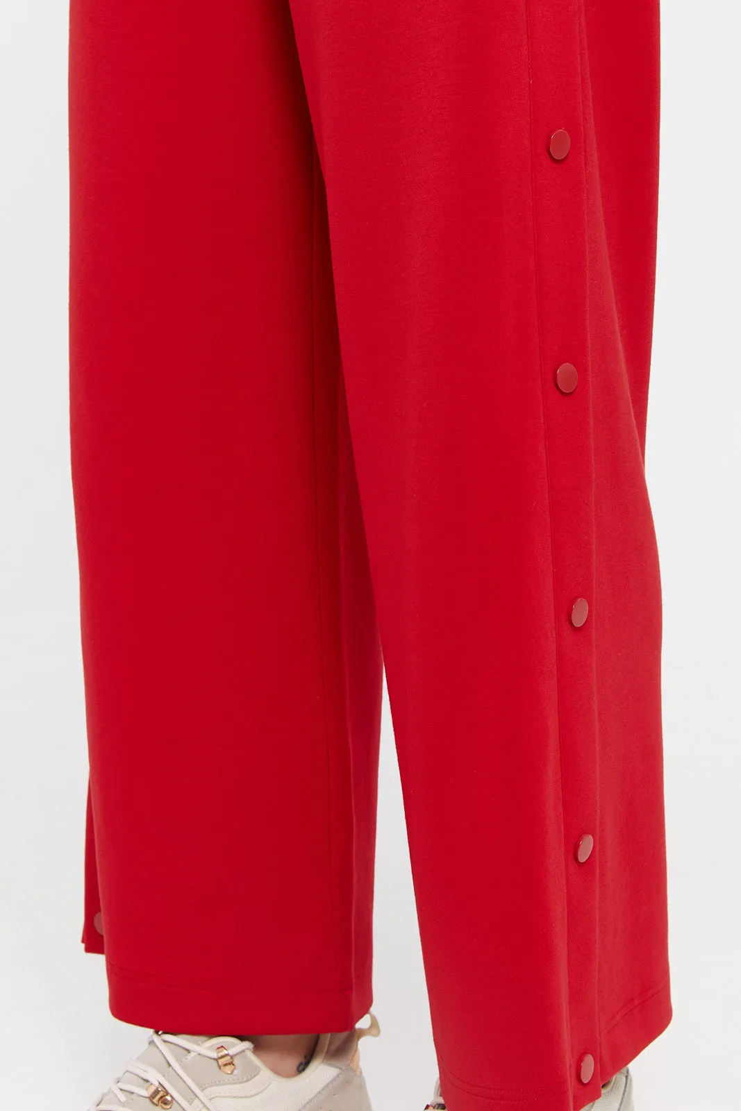 Women Red Wide Leg Trousers