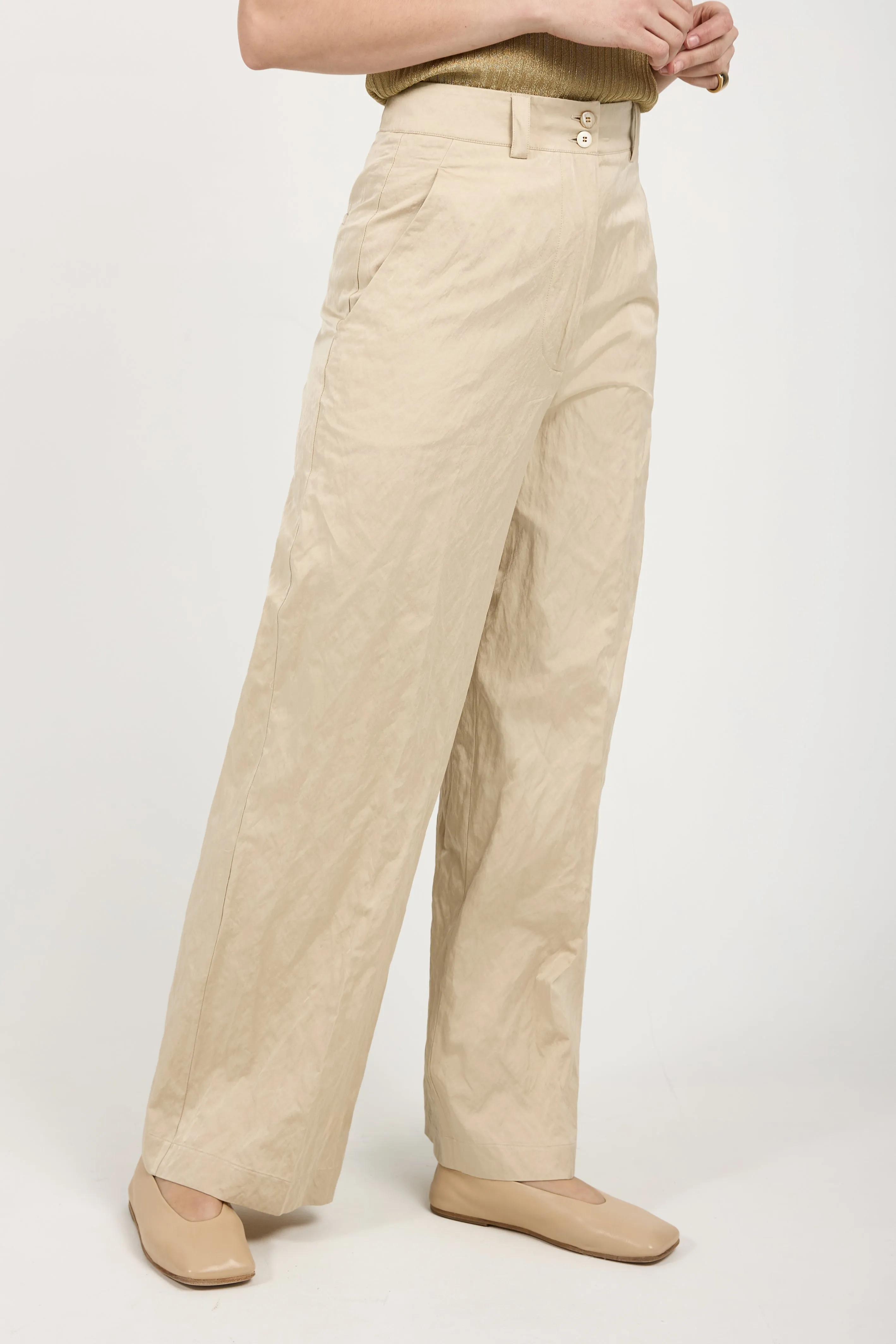 Woven Trouser Pant in Beige