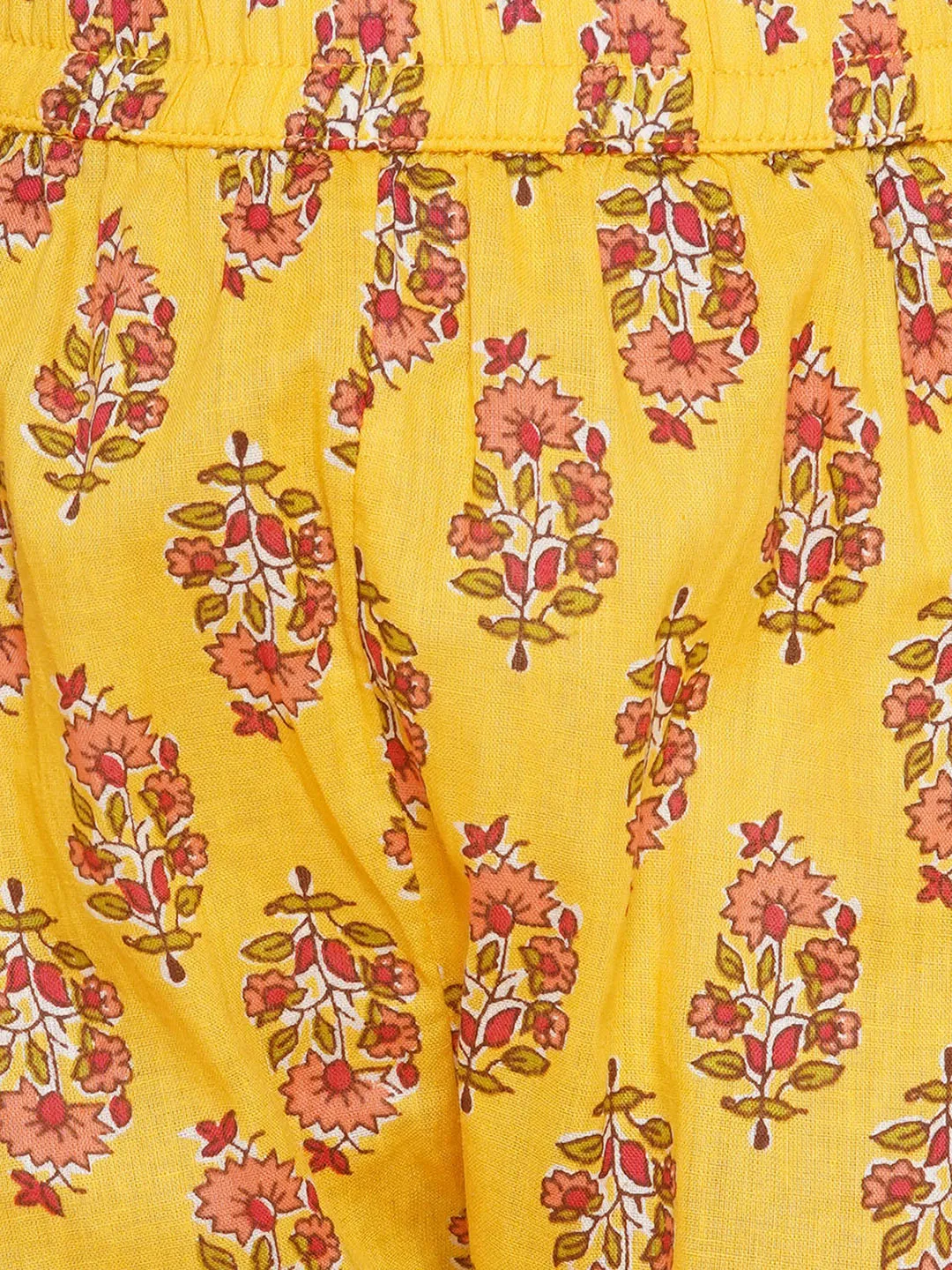 Yellow Printed Kurta With Trousers